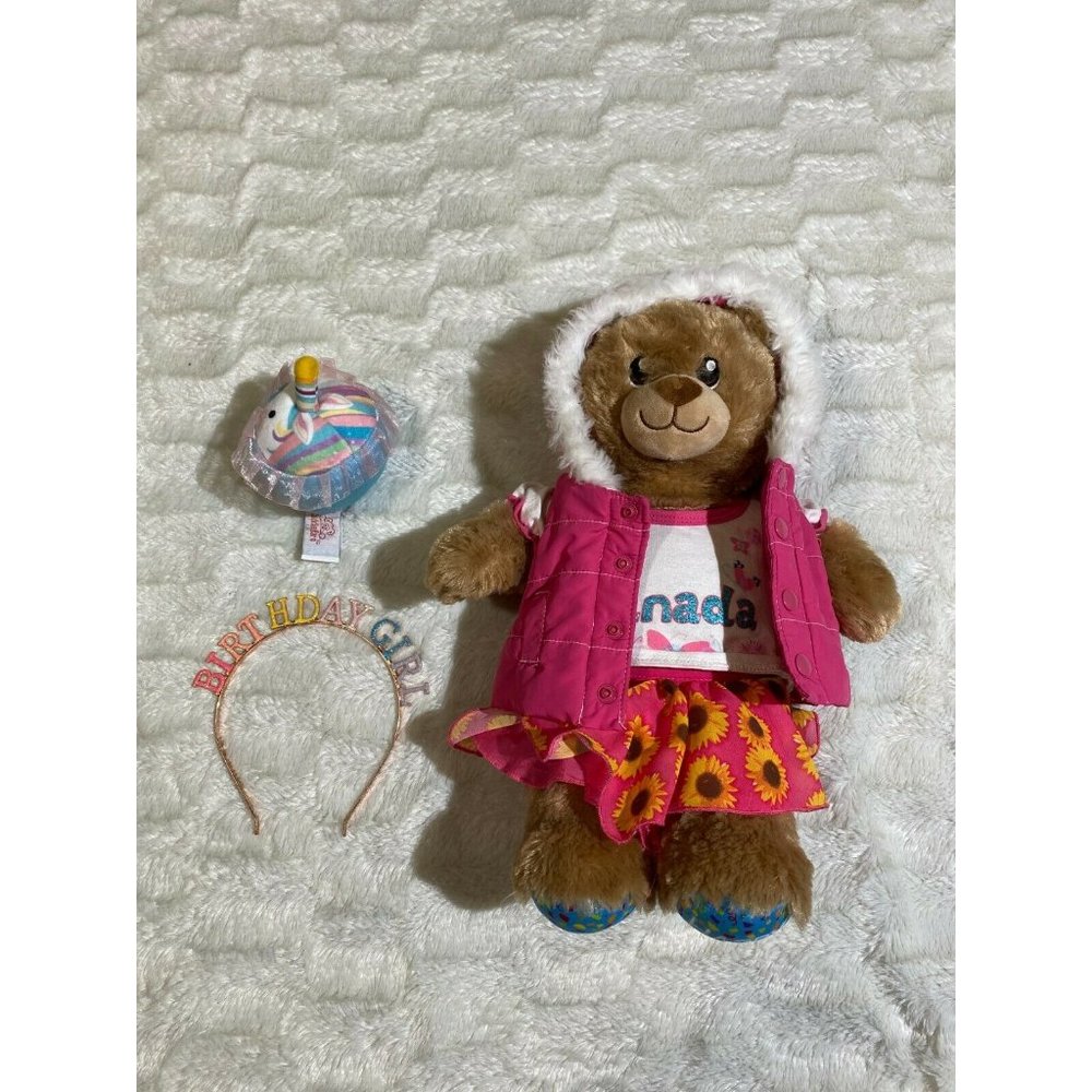 Build A Bear Birthday Bear Brown with accessories